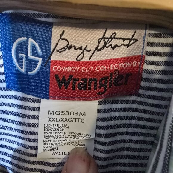 Wrangler George Strait Button Down Shirt XXL Men's White Green Plaid Long Sleeve - Picture 4 of 5